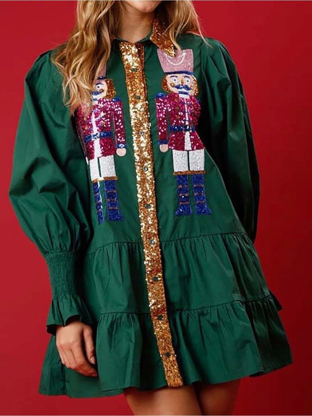 Green Nutcracker Sequin Mini Dress size medium